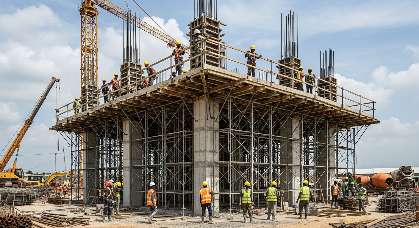 Building construction site in Ghana